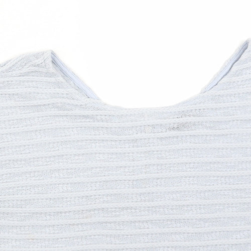 New Look Womens Blue Striped Polyester Basic T-Shirt Size 12 Round Neck