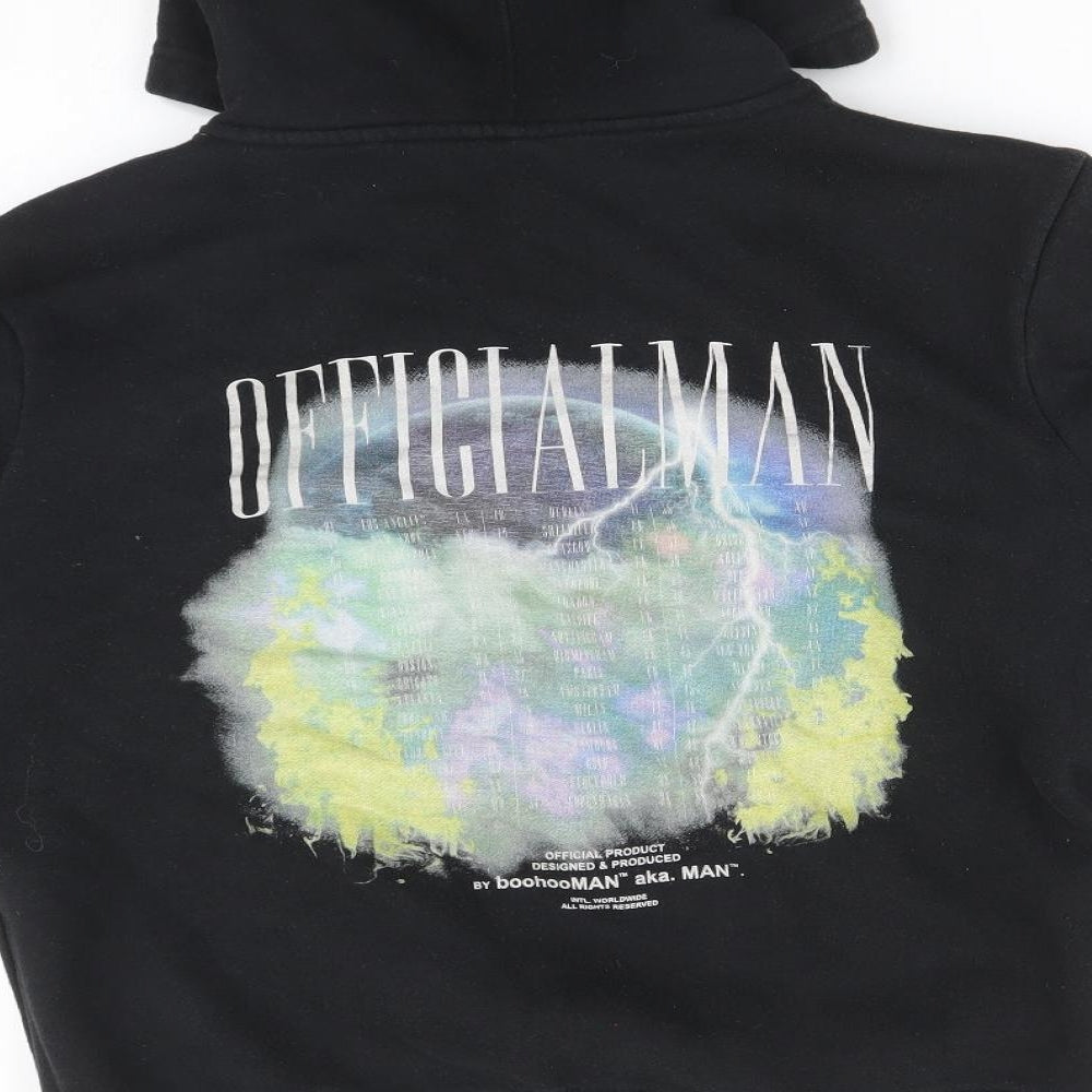 Boohoo Mens Black  Cotton Pullover Hoodie Size S   - OFFICIALMAN WOLF