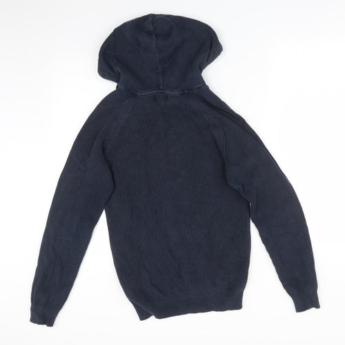 NEXT Mens Blue Striped Cotton Pullover Hoodie Size XS