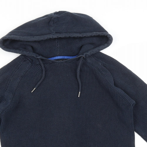 NEXT Mens Blue Striped Cotton Pullover Hoodie Size XS