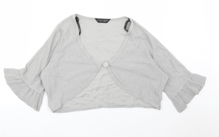 Dorothy Perkins Womens Silver V-Neck Acrylic Cardigan Jumper Size 20