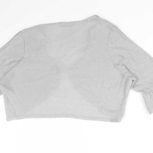 Dorothy Perkins Womens Silver V-Neck  Acrylic Cardigan Jumper Size 20