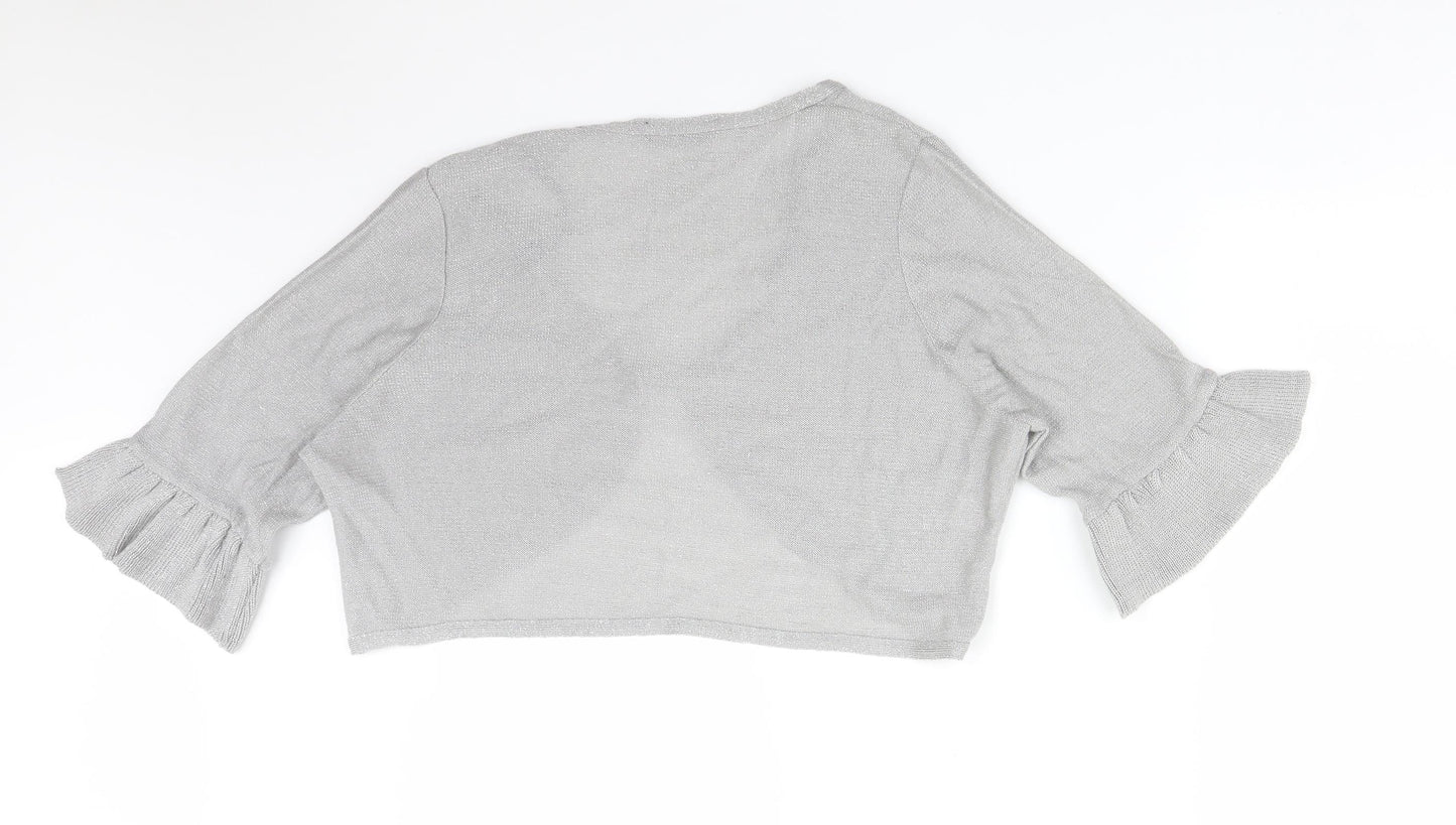 Dorothy Perkins Womens Silver V-Neck  Acrylic Cardigan Jumper Size 20