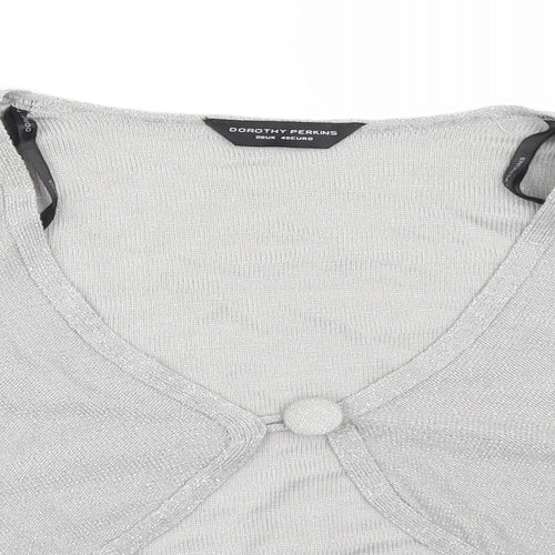 Dorothy Perkins Womens Silver V-Neck  Acrylic Cardigan Jumper Size 20