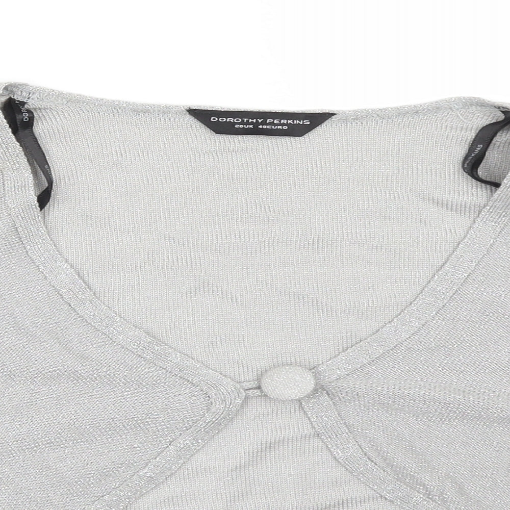 Dorothy Perkins Womens Silver V-Neck  Acrylic Cardigan Jumper Size 20