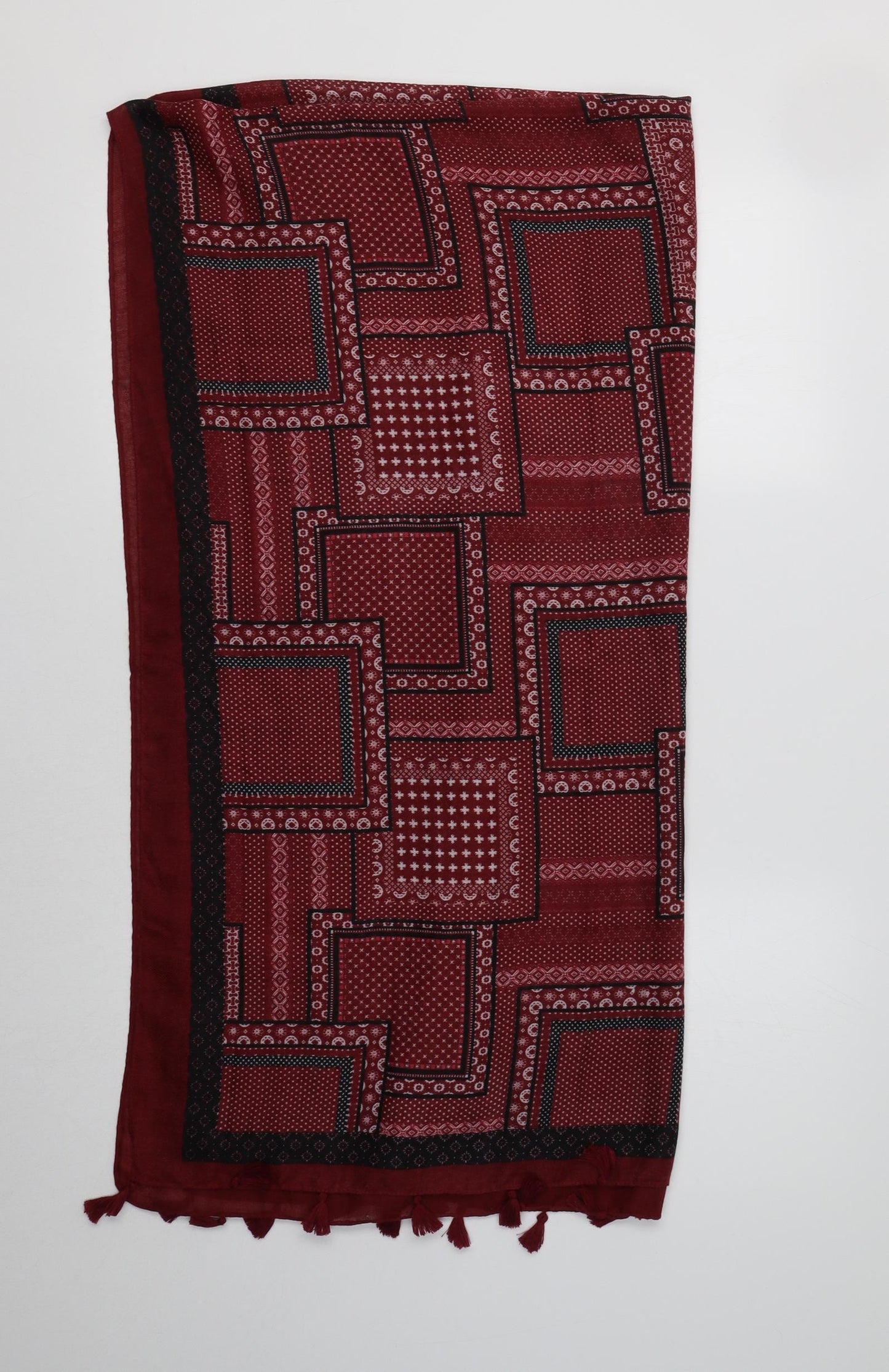 Preworn Womens Red Geometric Polyester  Scarf