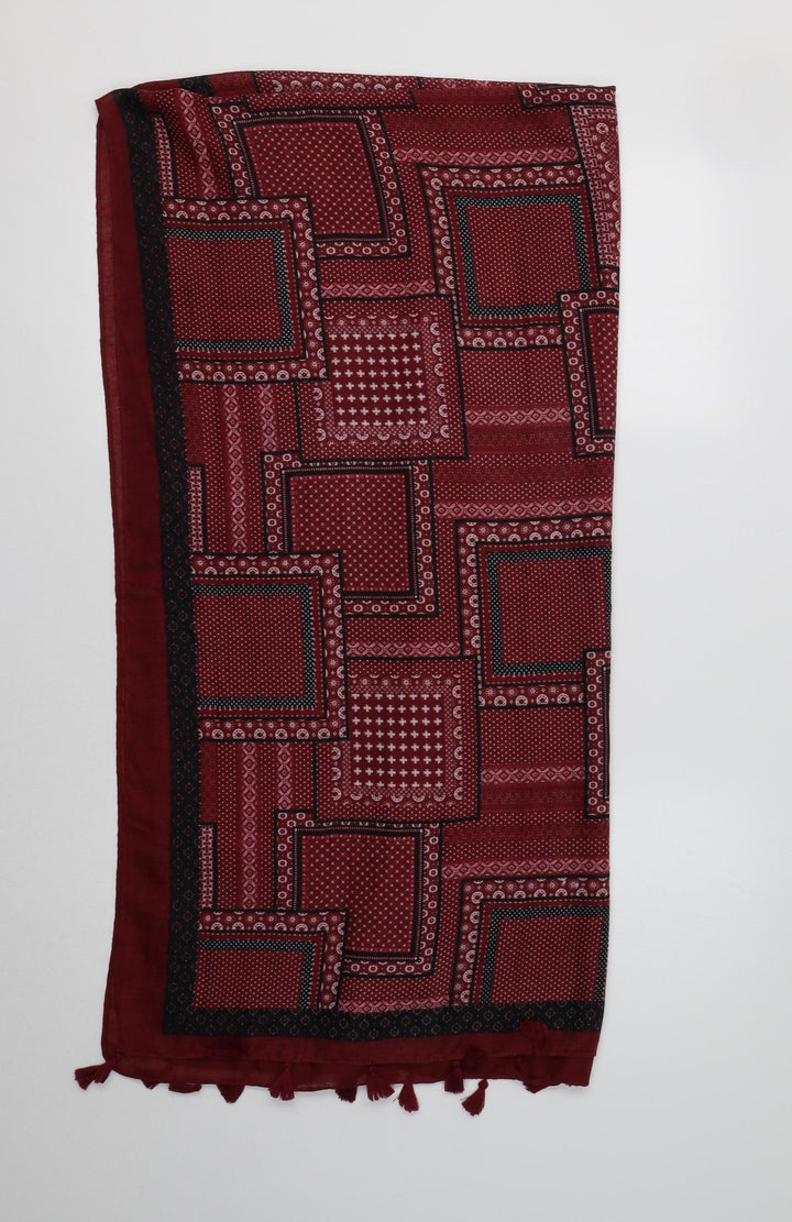 Preworn Womens Red Geometric Polyester  Scarf