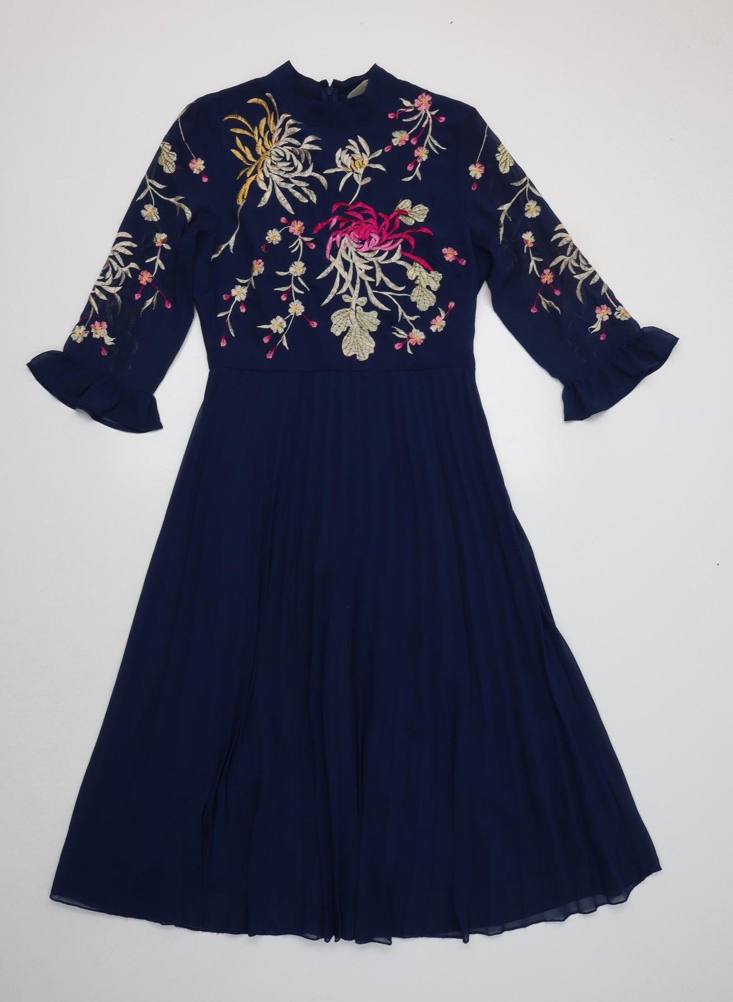 ASOS Womens Blue Floral Polyester A-Line  Size 10 Mock Neck