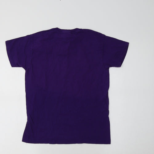 Fruit of the Loom Girls Purple  Cotton Basic T-Shirt Size 9-10 Years Crew Neck  - Gymnastics