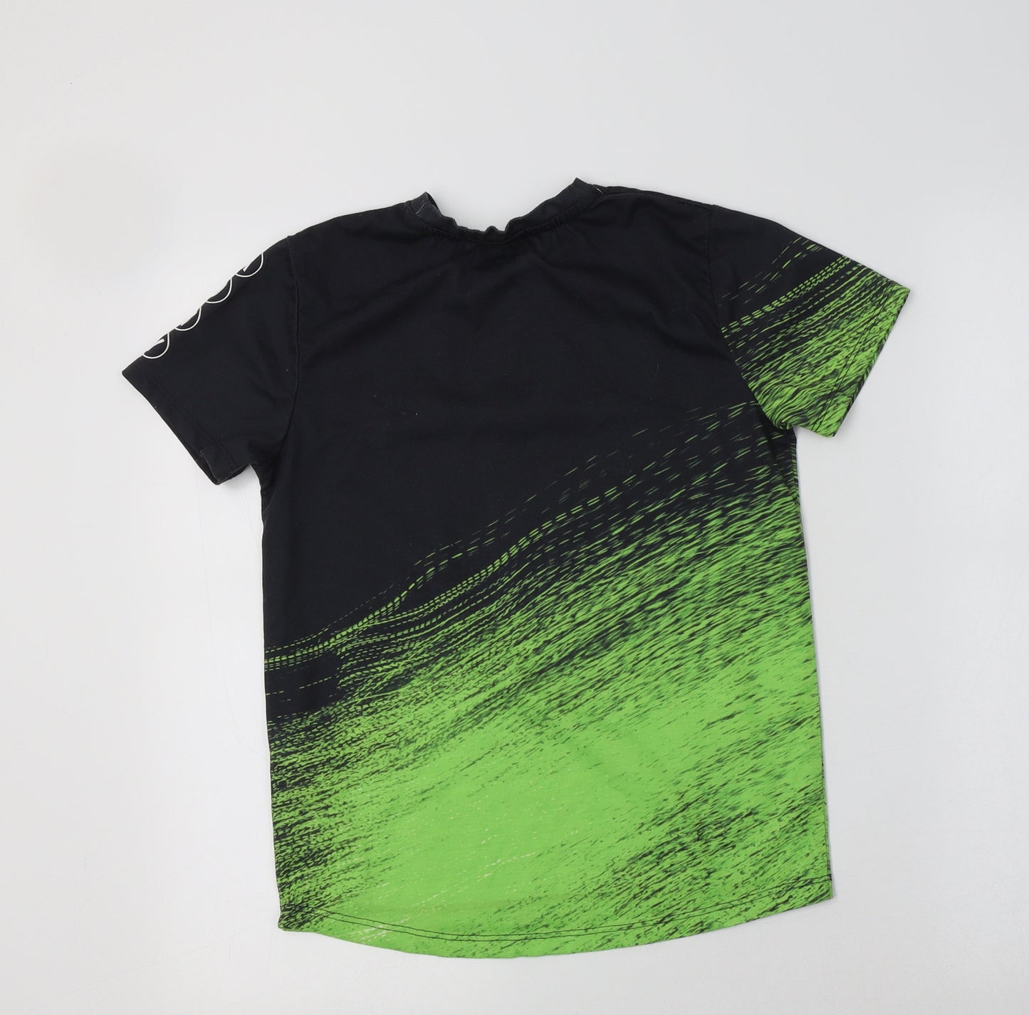Primark Boys Black Geometric Polyester Basic T-Shirt Size 9-10 Years Crew Neck  - Xbox