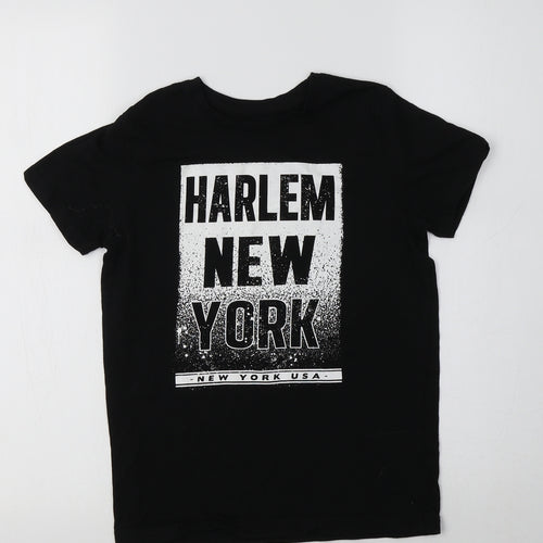 Primark Boys Black  Cotton Basic T-Shirt Size 8-9 Years Crew Neck  - Harlem