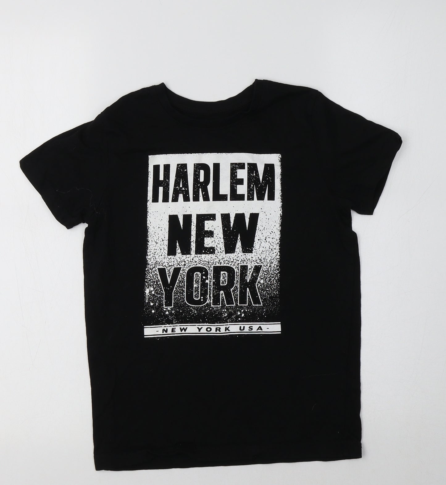 Primark Boys Black  Cotton Basic T-Shirt Size 8-9 Years Crew Neck  - Harlem