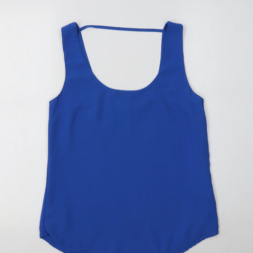 Oasis Womens Blue  Polyester Basic Tank Size 8 Round Neck