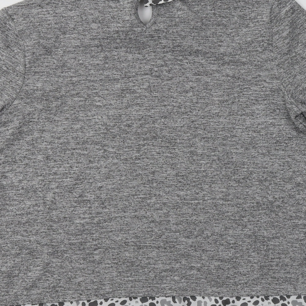 TU Womens Grey Collared Animal Print Polyester Pullover Jumper Size 10
