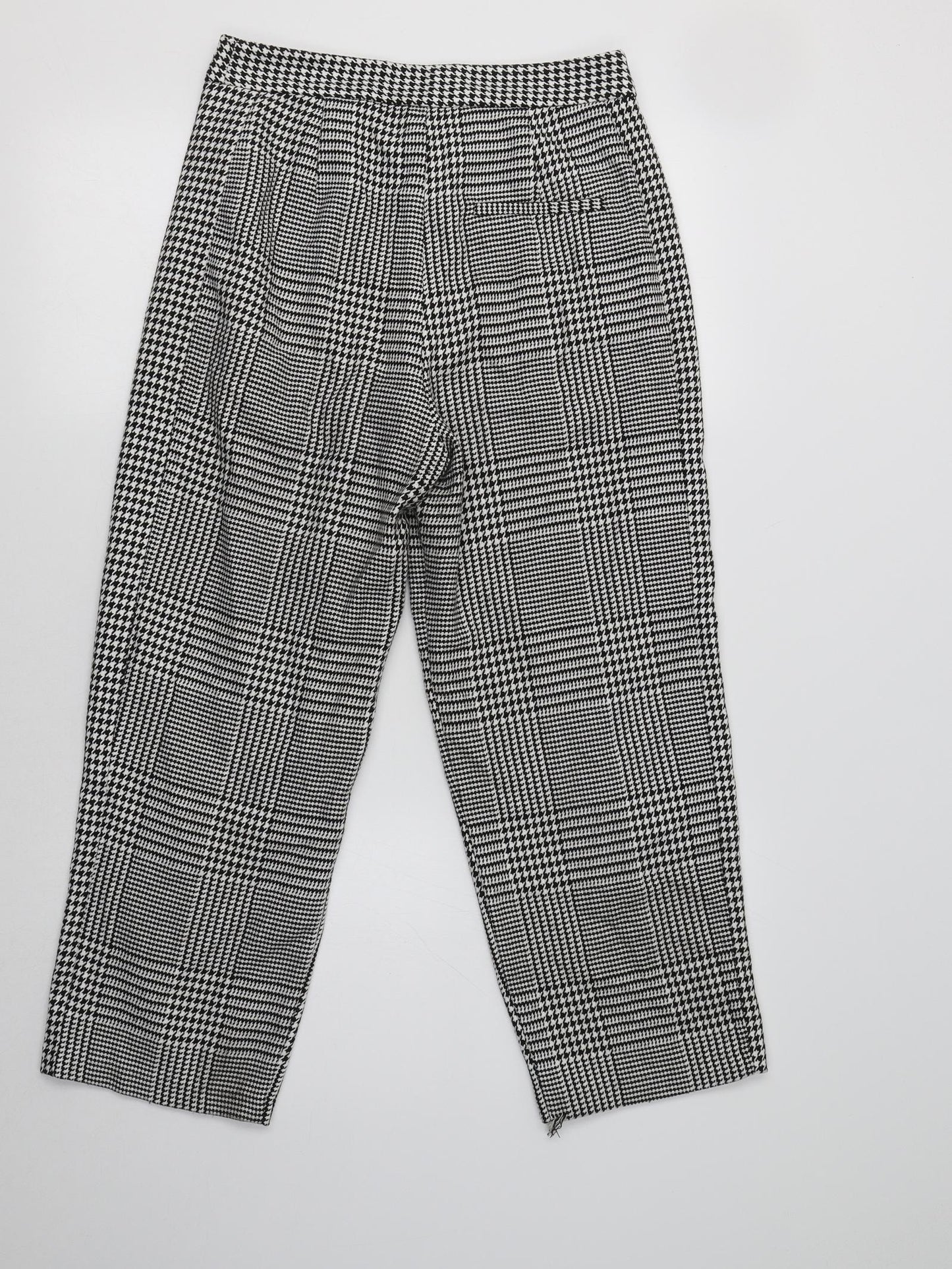 M&S Womens Grey Check Polyester Dress Pants Trousers Size 8 L24 in Regular