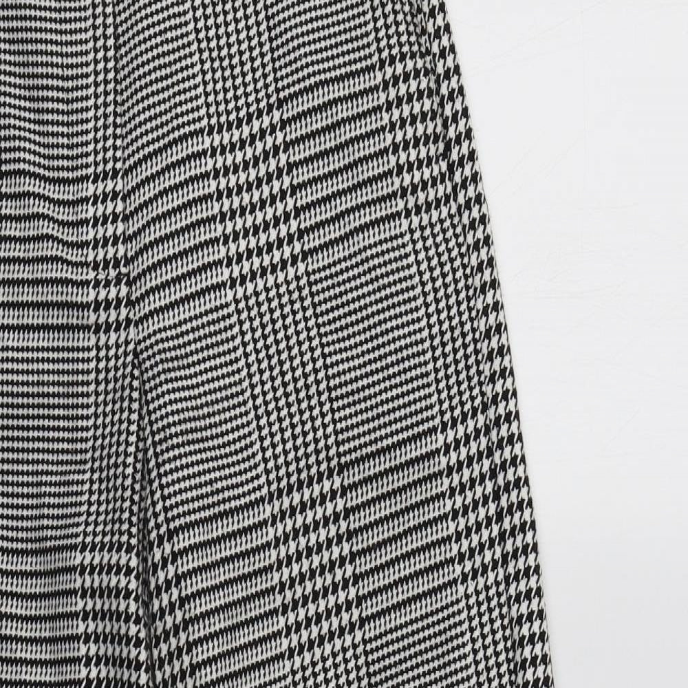 M&S Womens Grey Check Polyester Dress Pants Trousers Size 8 L24 in Regular