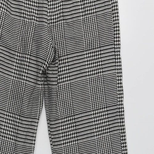 M&S Womens Grey Check Polyester Dress Pants Trousers Size 8 L24 in Regular