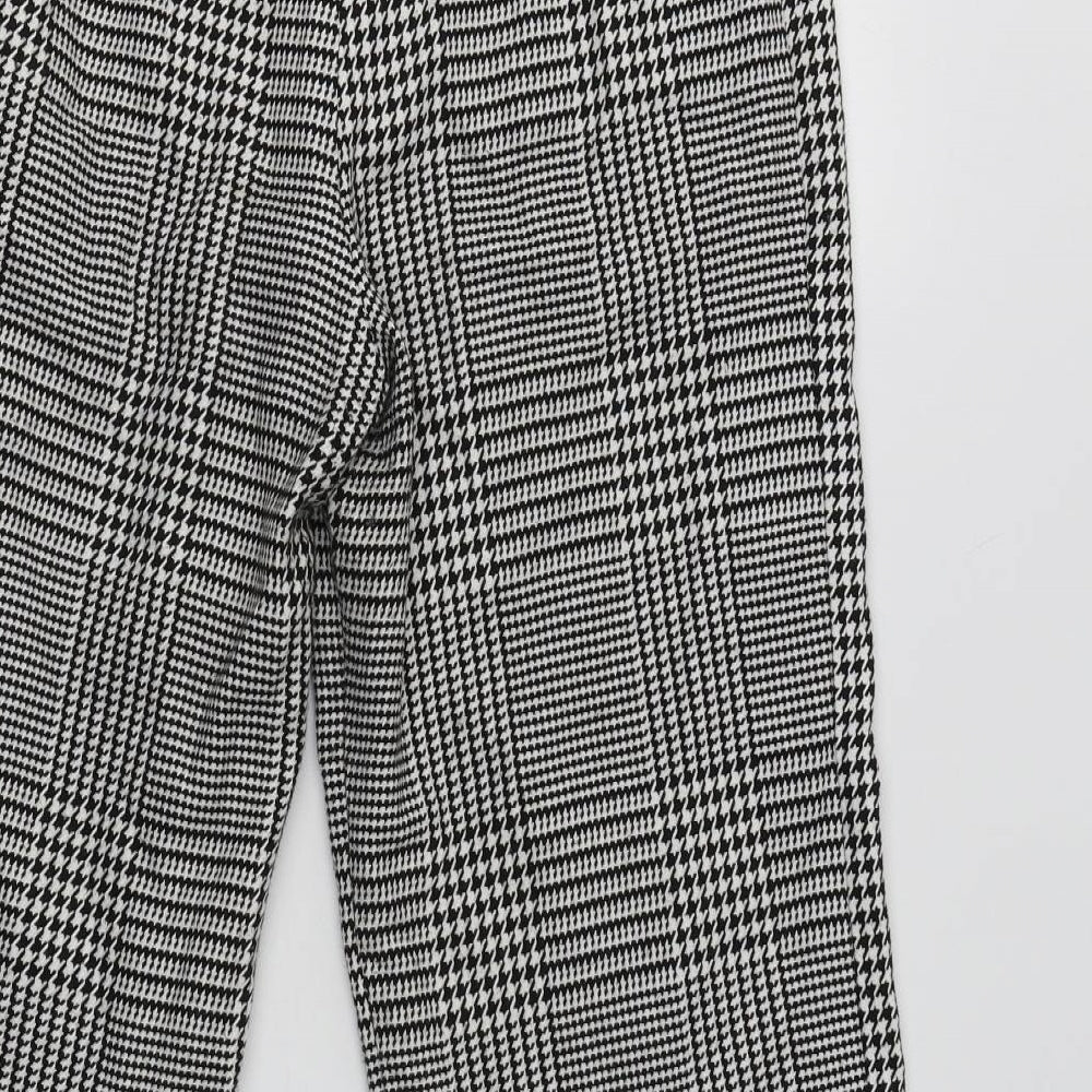 M&S Womens Grey Check Polyester Dress Pants Trousers Size 8 L24 in Regular