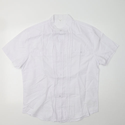 Preworn Womens White  Cotton Basic Button-Up Size 2XL Mock Neck
