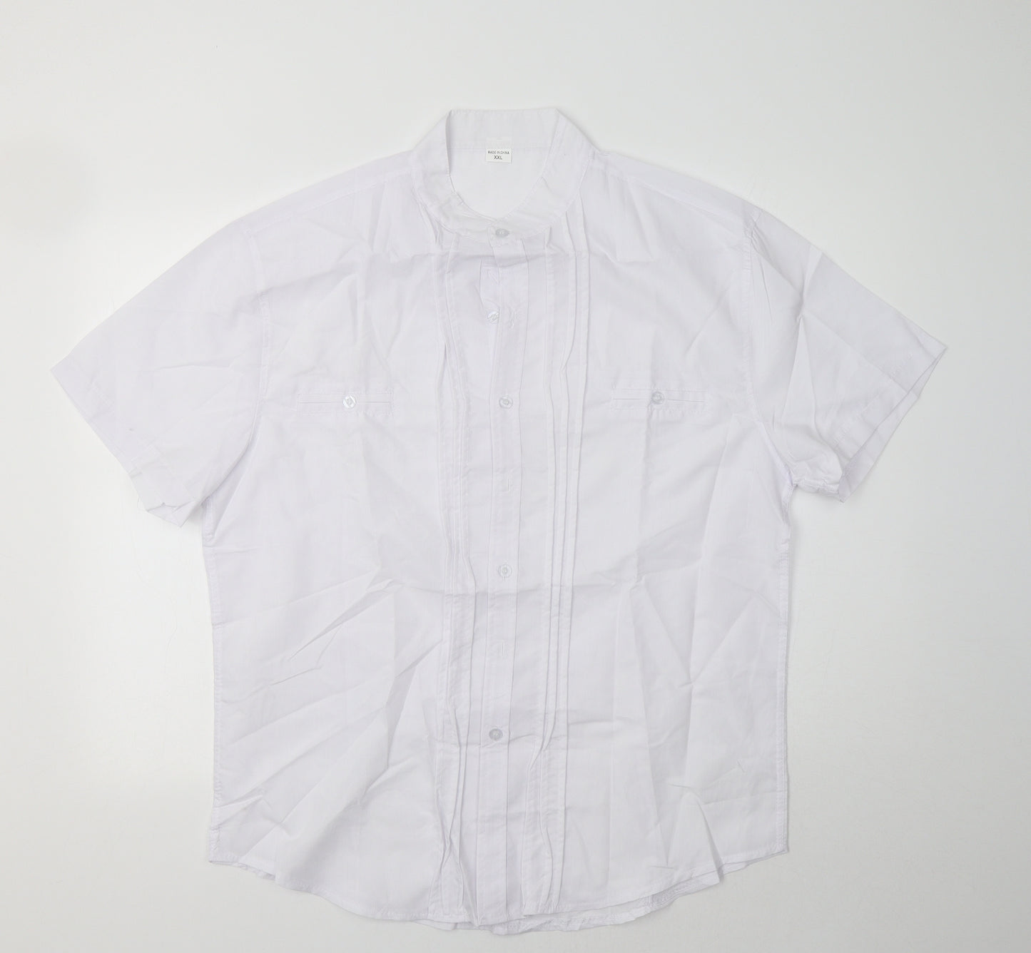 Preworn Womens White  Cotton Basic Button-Up Size 2XL Mock Neck