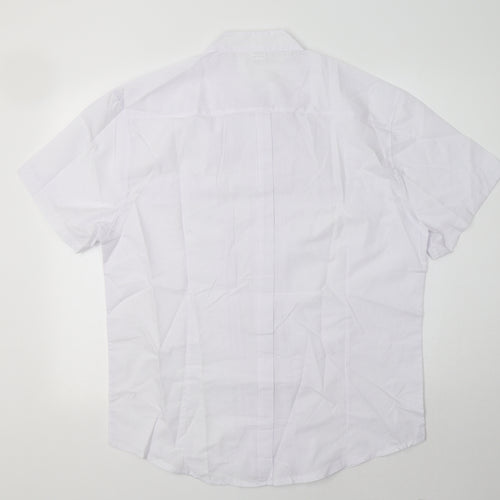 Preworn Womens White  Cotton Basic Button-Up Size 2XL Mock Neck