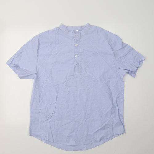 Preworn Womens Blue  Polyester Basic Button-Up Size 2XL Mock Neck