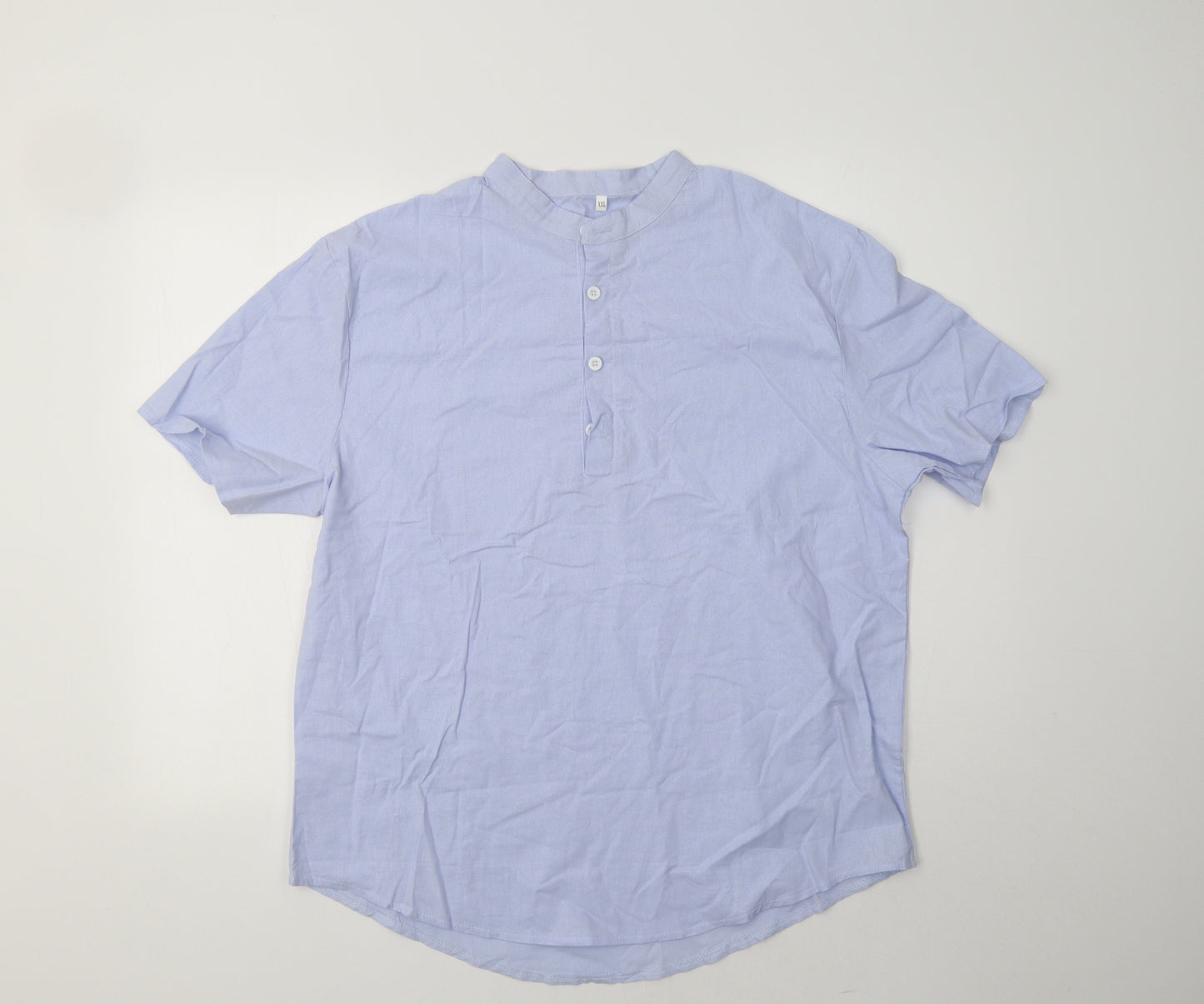 Preworn Womens Blue  Polyester Basic Button-Up Size 2XL Mock Neck