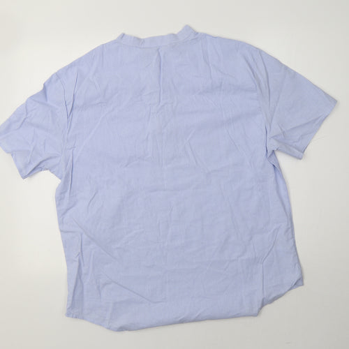 Preworn Womens Blue  Polyester Basic Button-Up Size 2XL Mock Neck