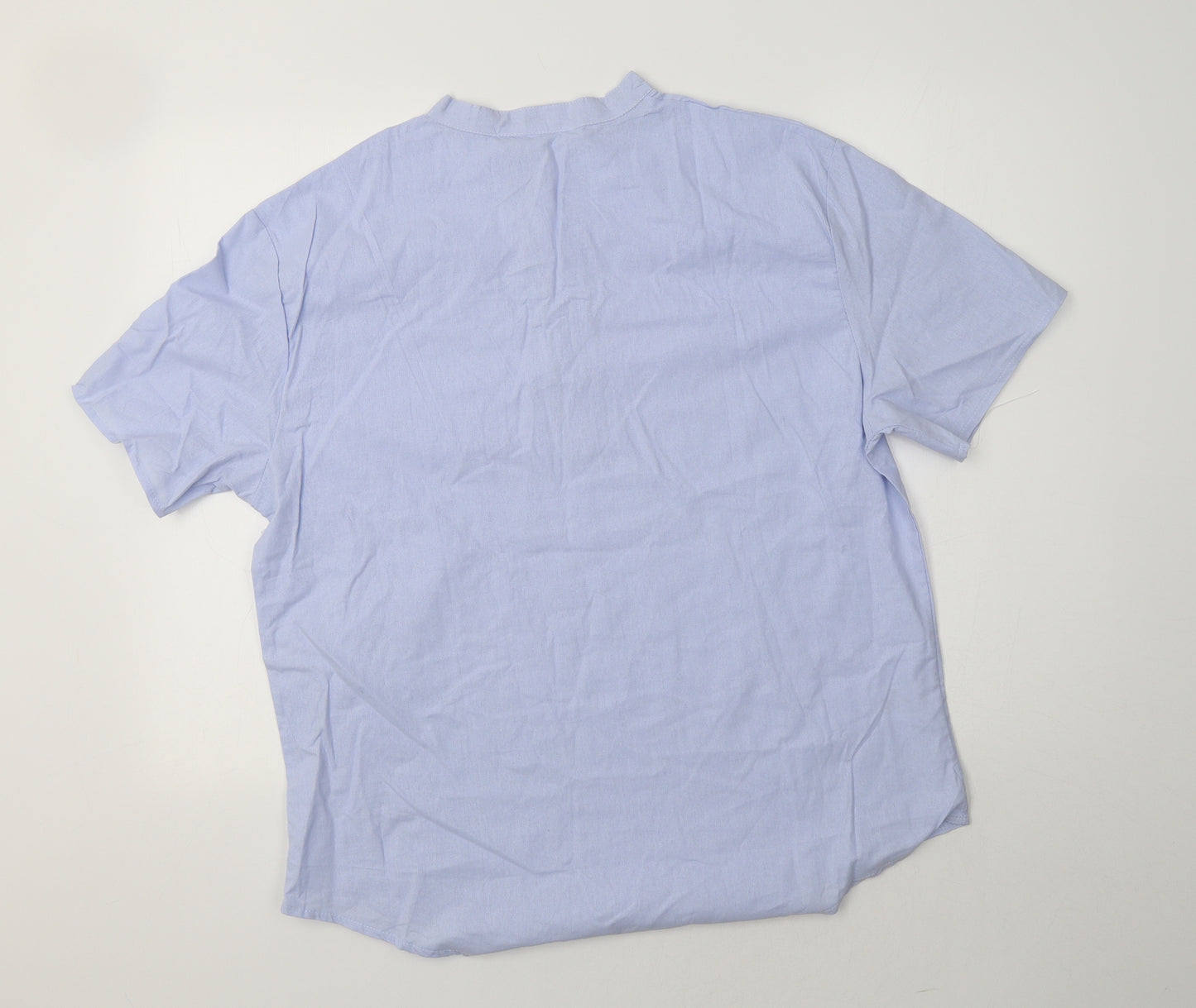 Preworn Womens Blue  Polyester Basic Button-Up Size 2XL Mock Neck