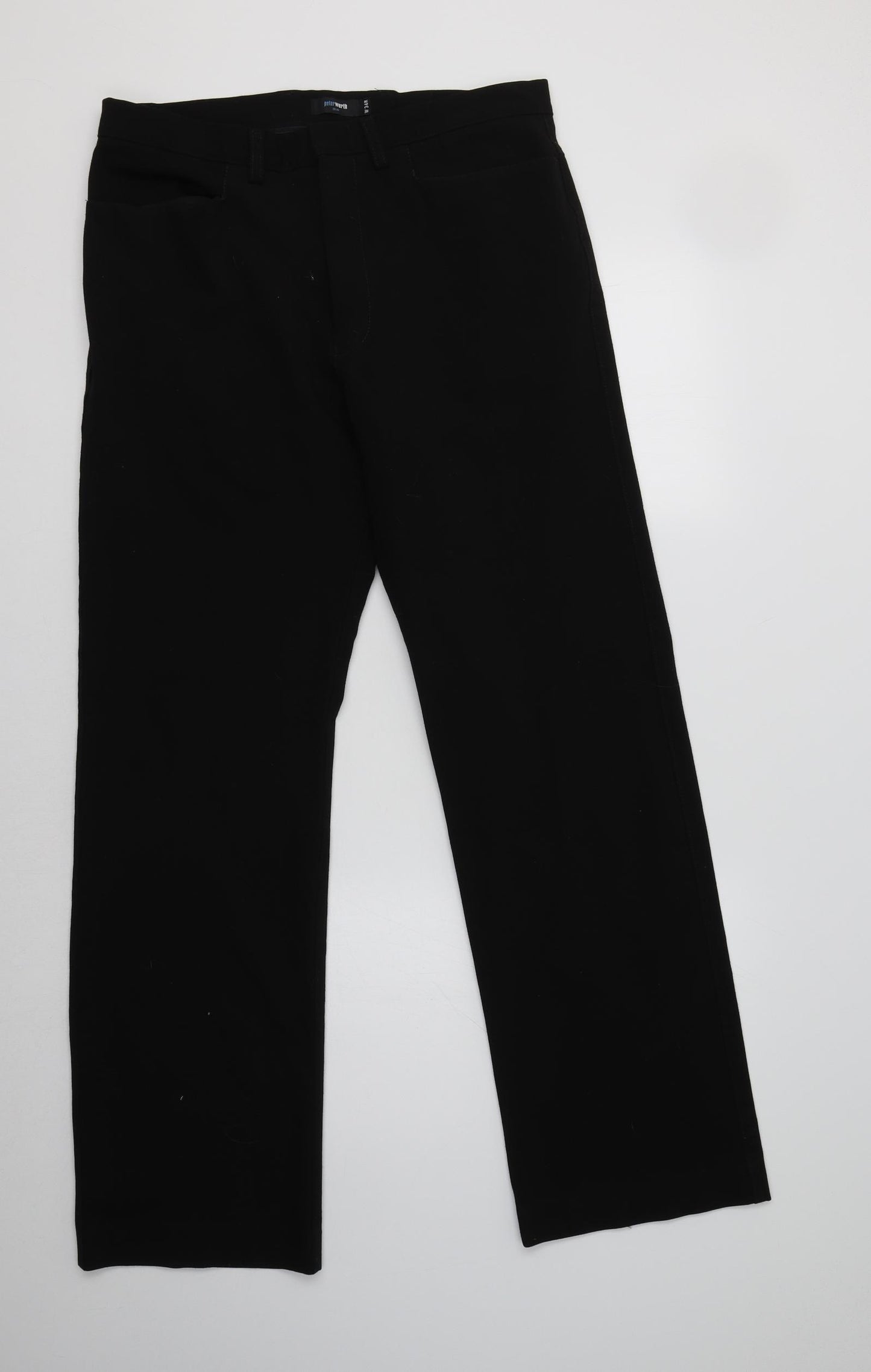 Peter Werth Mens Black  Polyester Dress Pants Trousers Size 34 L32 in Regular