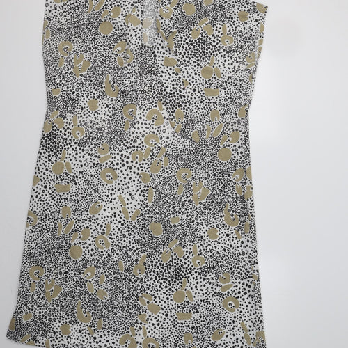 Preworn Womens White Animal Print Polyester Sheath  Size 20 V-Neck