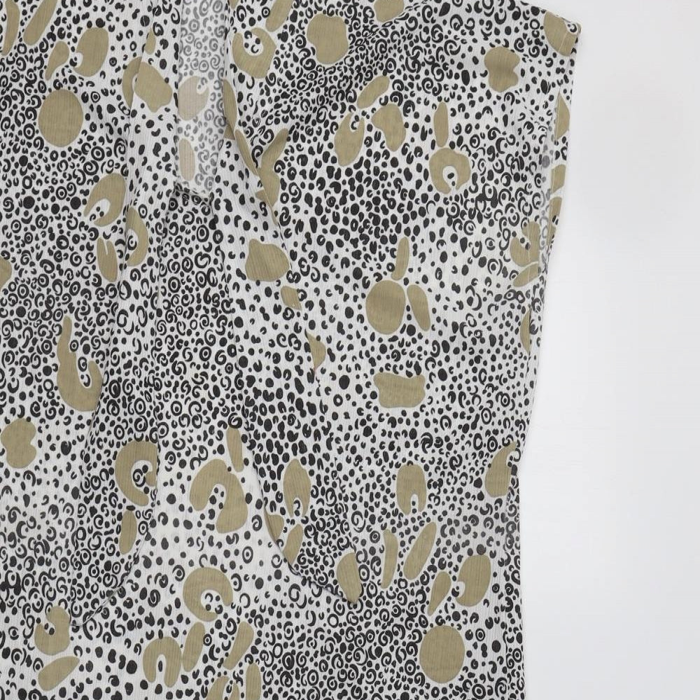 Preworn Womens White Animal Print Polyester Sheath  Size 20 V-Neck