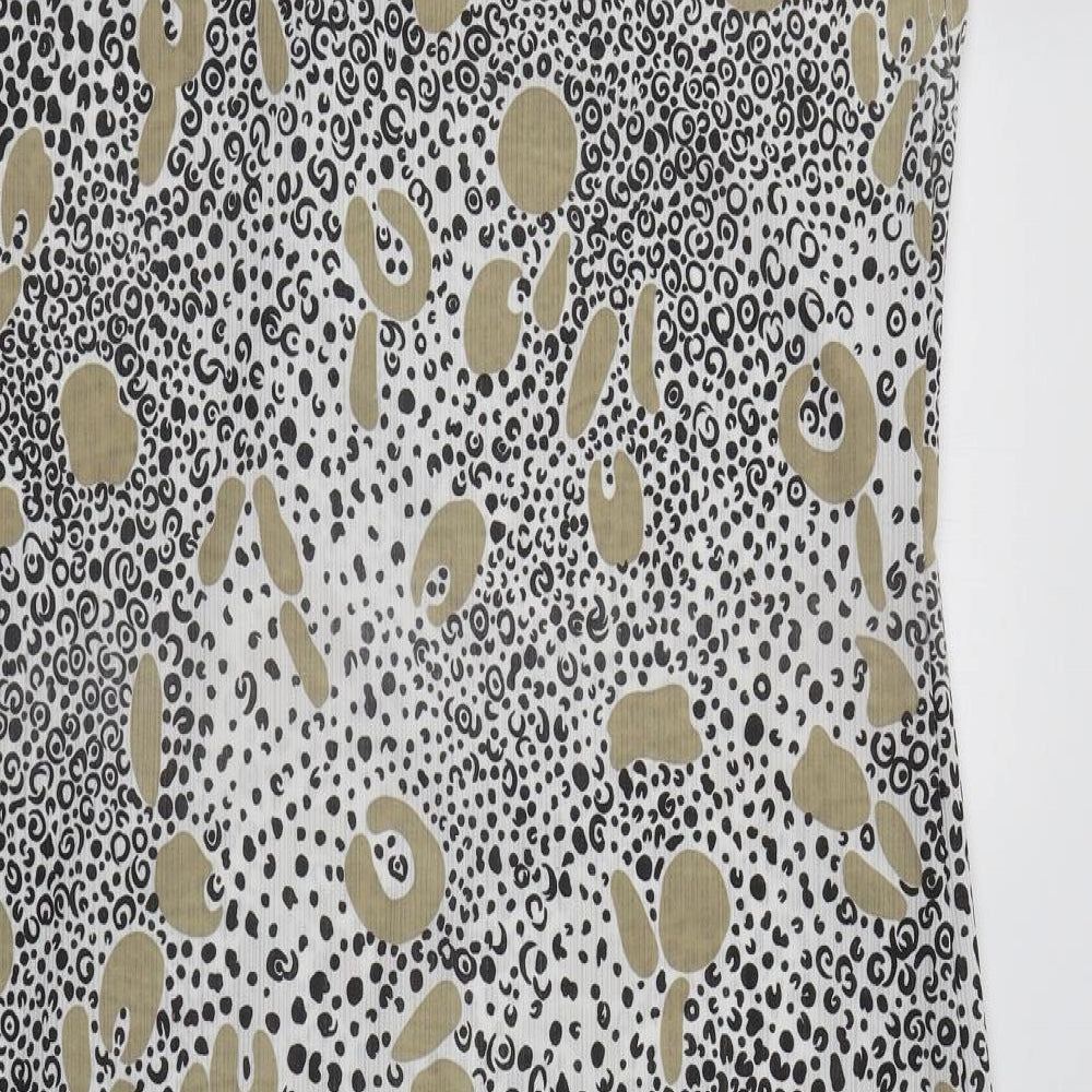 Preworn Womens White Animal Print Polyester Sheath  Size 20 V-Neck