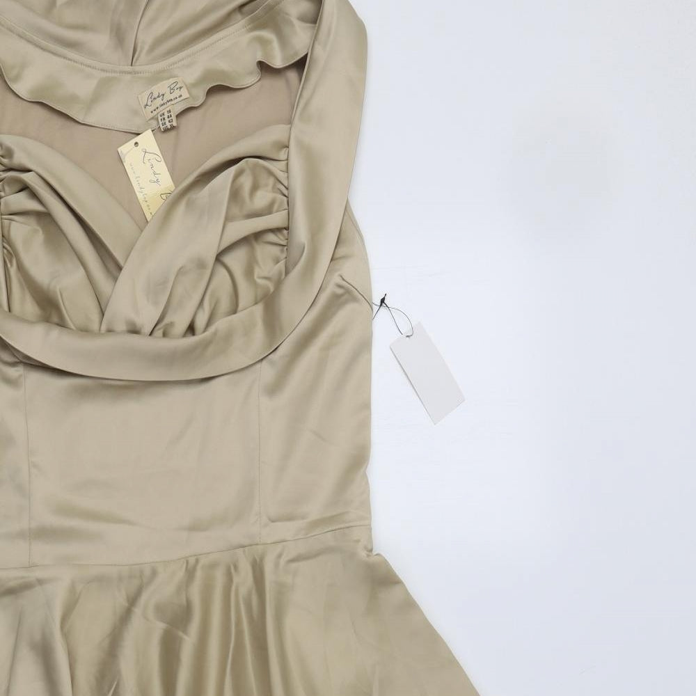Lindy Bop Womens Gold  Polyester Fit & Flare  Size 16 Sweetheart