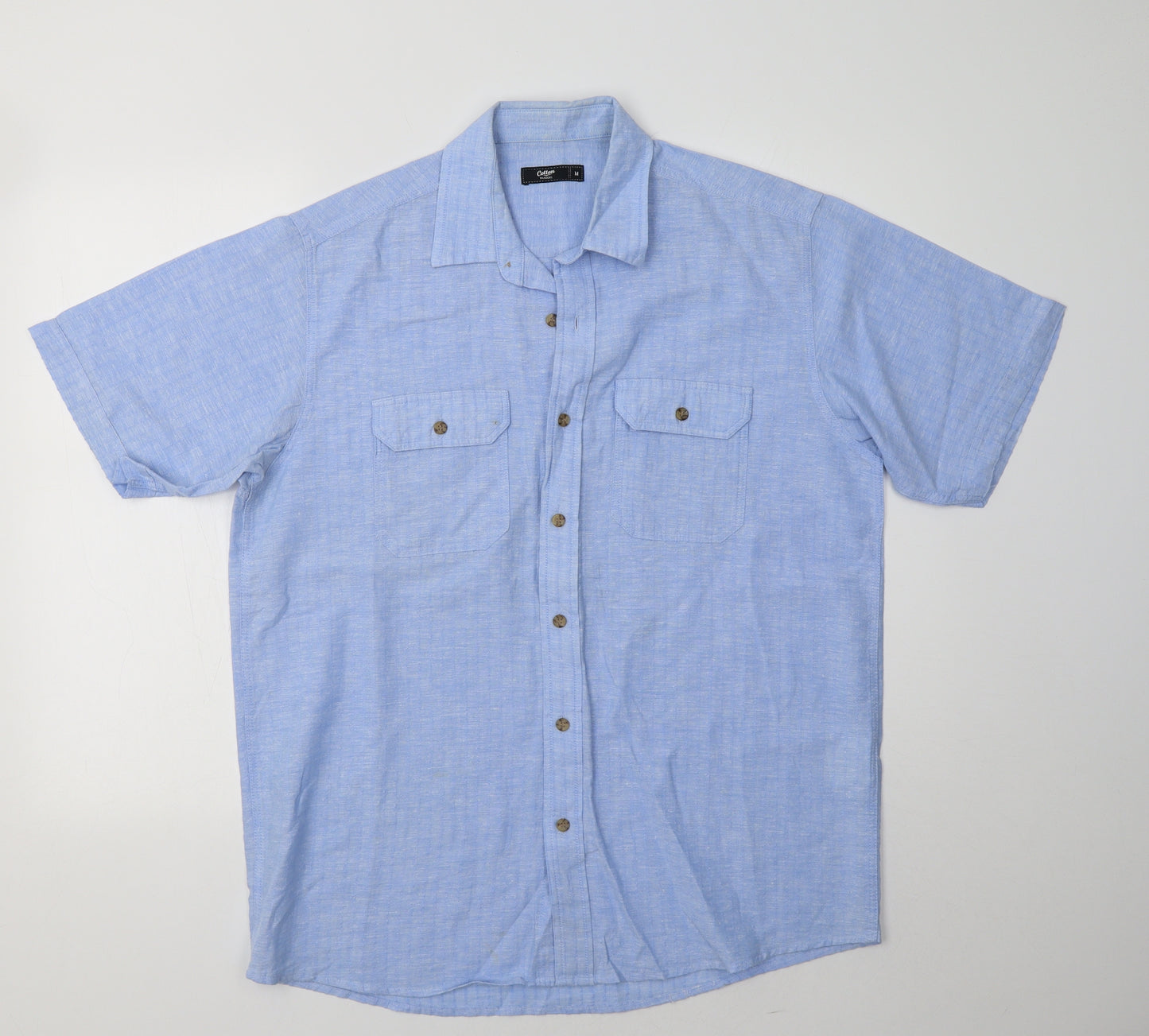 Cotton Traders Mens Blue  Cotton  Button-Up Size M Collared