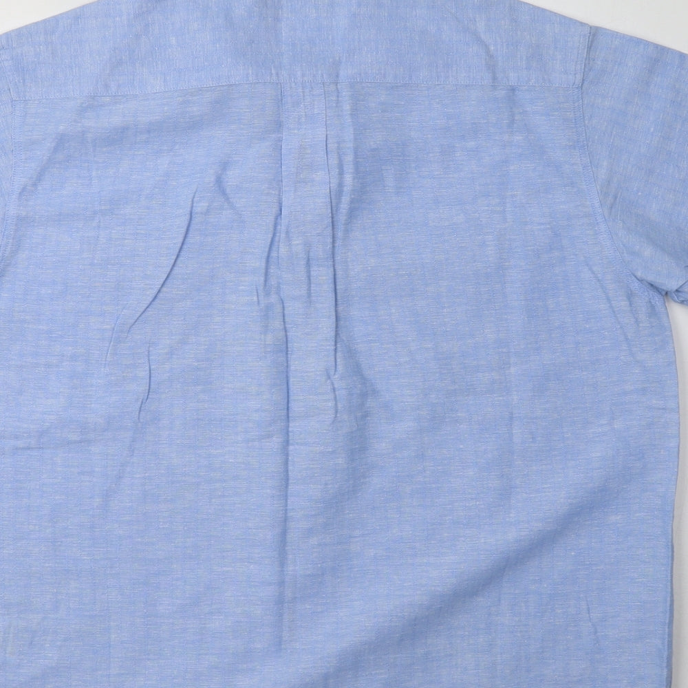Cotton Traders Mens Blue  Cotton  Button-Up Size M Collared