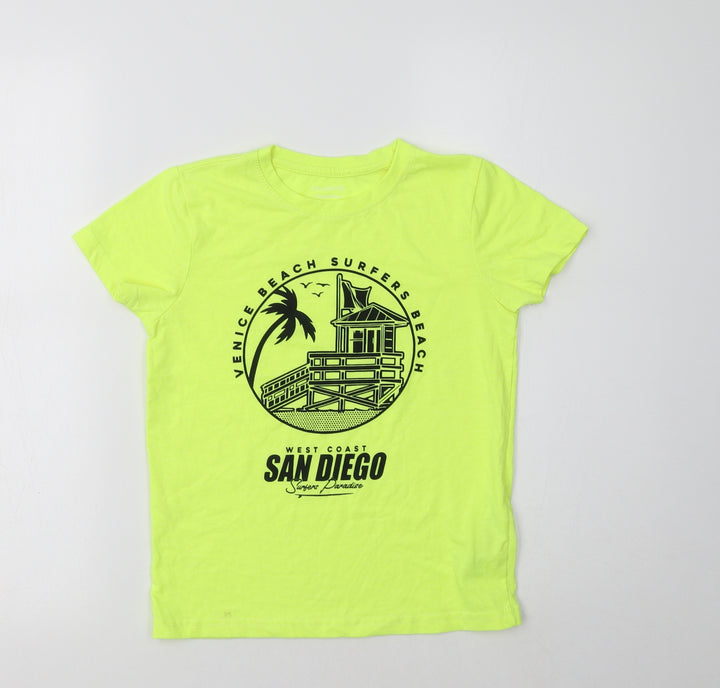 Primark Girls Yellow Polyester Basic T-Shirt Size 7-8 Years Crew Neck - San Diego