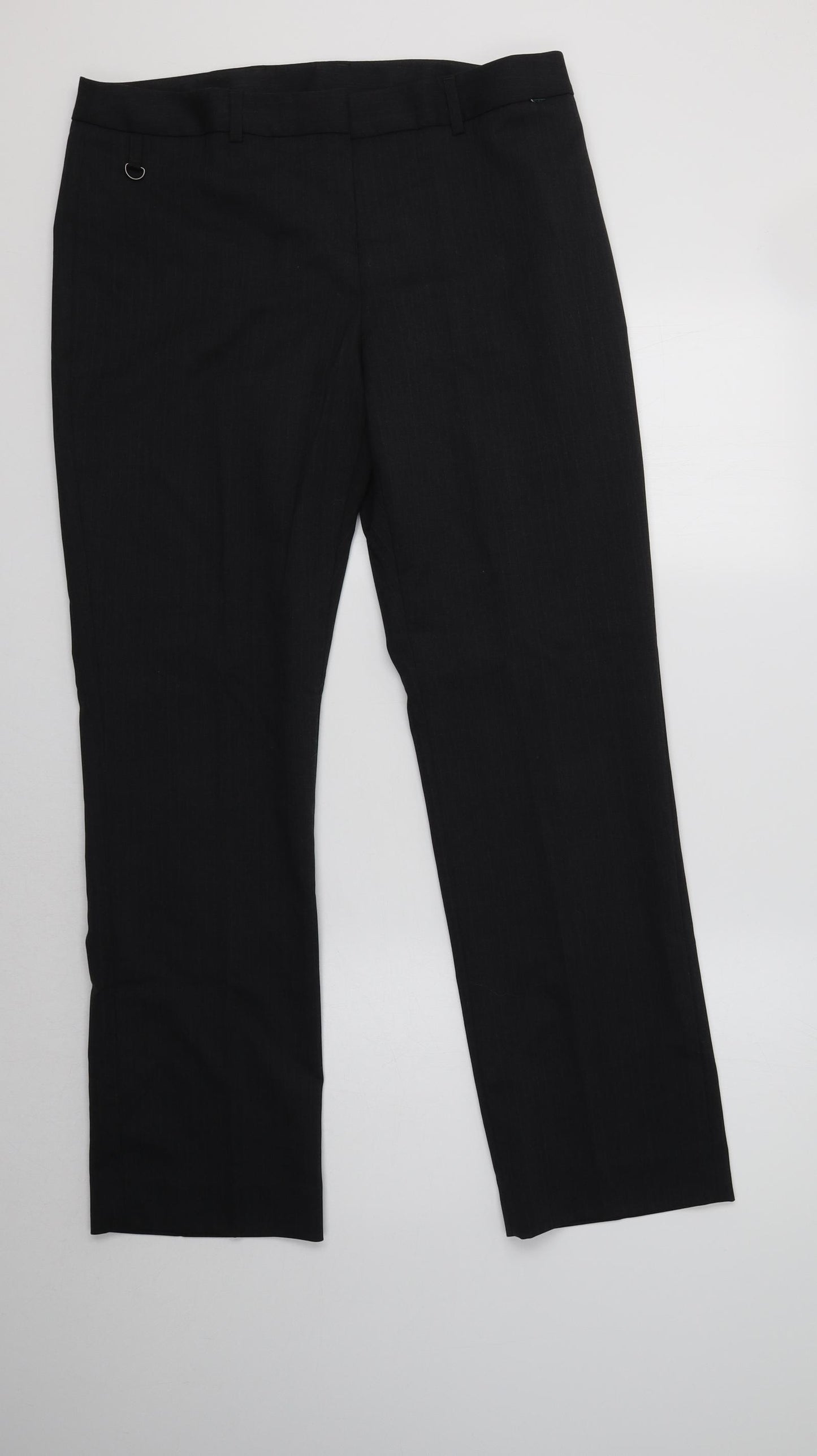 Preworn Womens Grey Striped Polyester Dress Pants Trousers Size 14 L31 in Regular