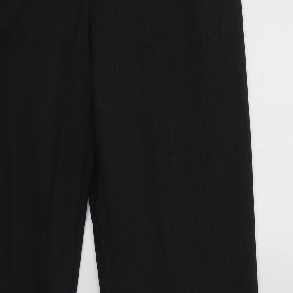Preworn Womens Grey Striped Polyester Dress Pants Trousers Size 14 L31 in Regular