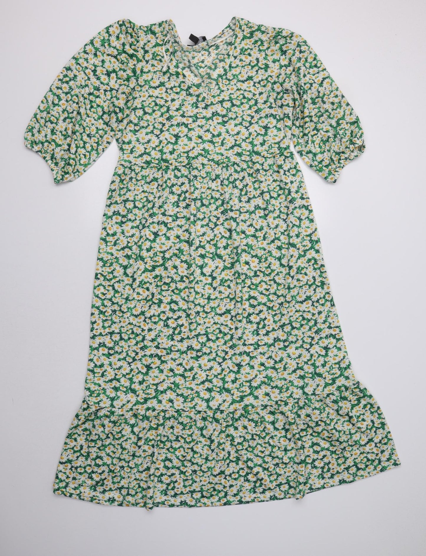 Primark Womens Green Floral Polyester A-Line  Size 6 V-Neck