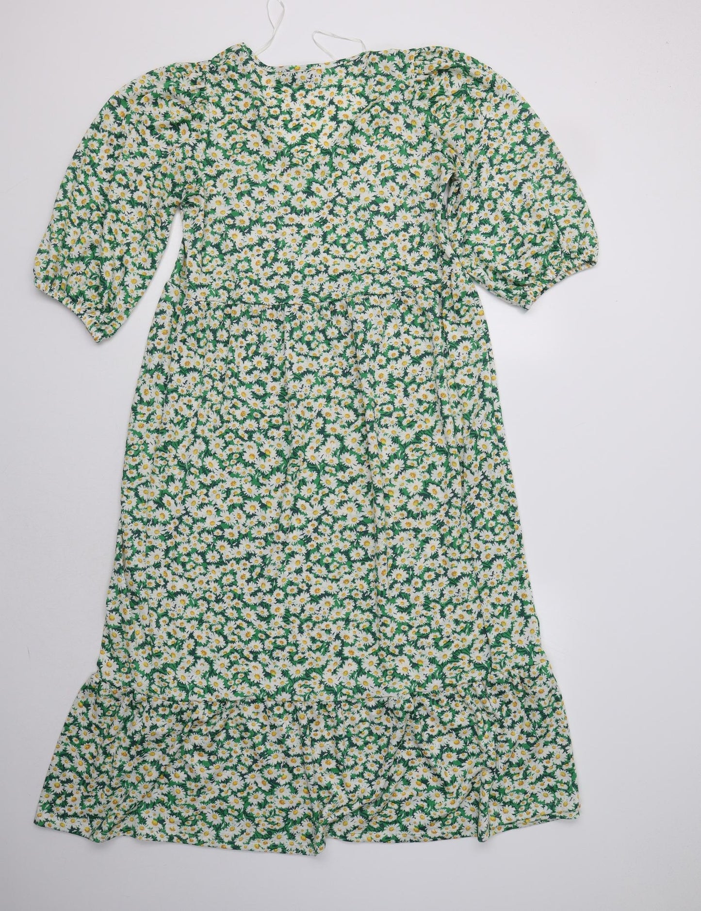 Primark Womens Green Floral Polyester A-Line  Size 6 V-Neck