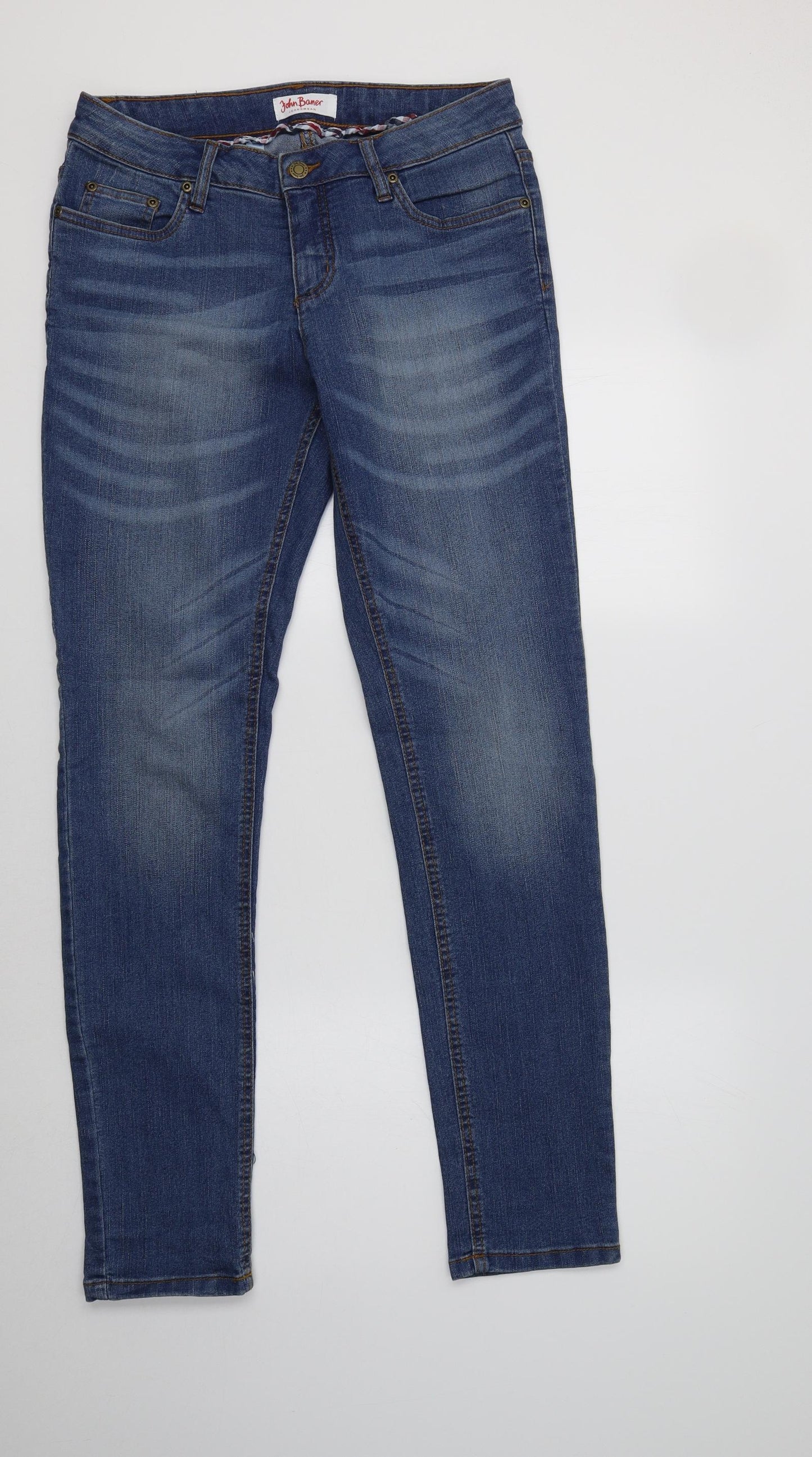 John Baner Womens Blue  Cotton Skinny Jeans Size 14 L32 in Regular