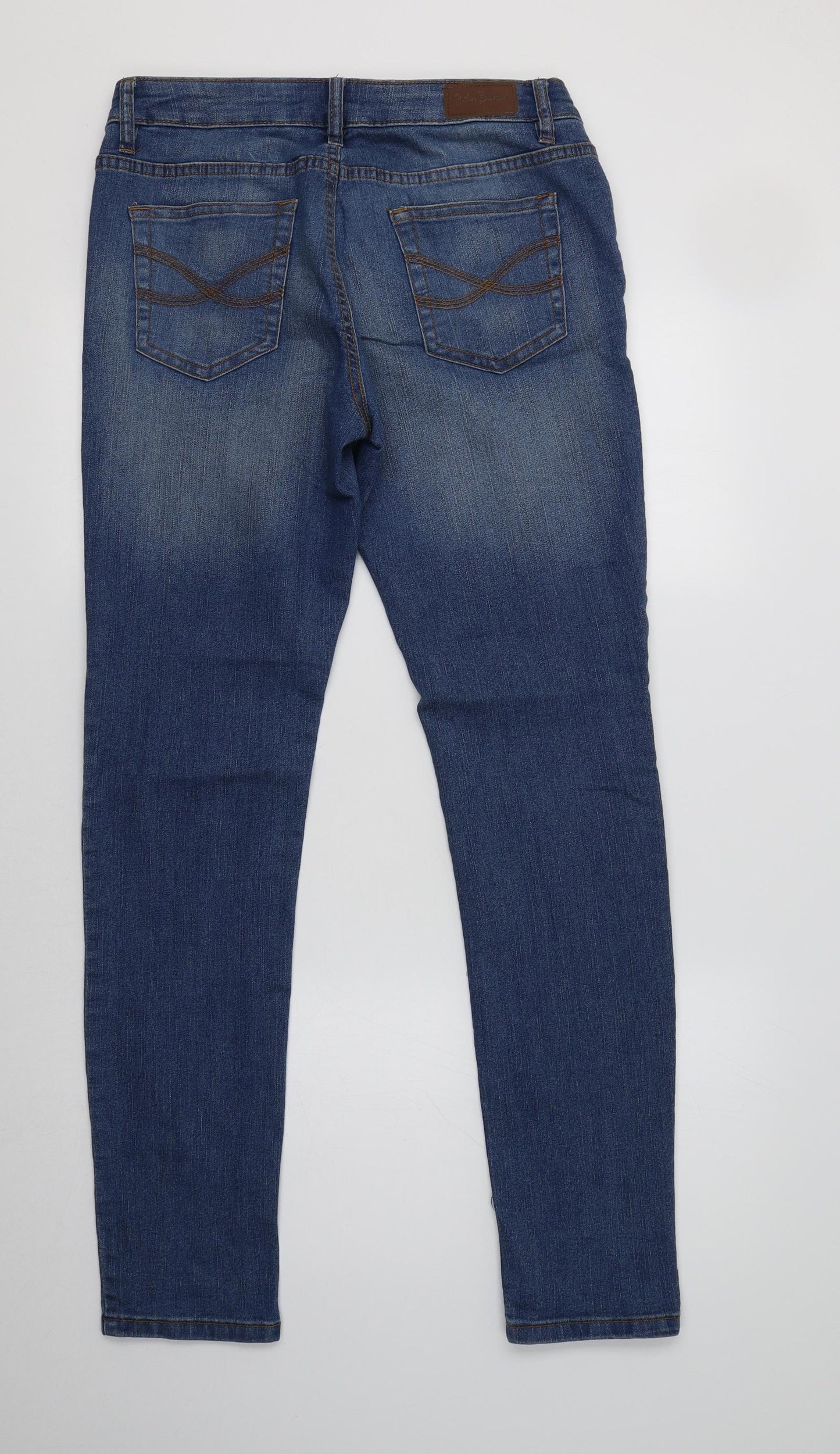 John Baner Womens Blue  Cotton Skinny Jeans Size 14 L32 in Regular