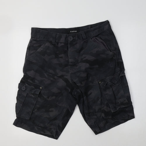 Firetrap Mens Grey Camouflage Cotton Cargo Shorts Size M L12 in Regular