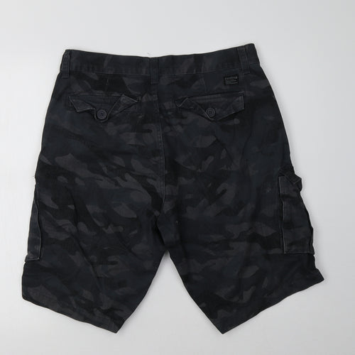 Firetrap Mens Grey Camouflage Cotton Cargo Shorts Size M L12 in Regular
