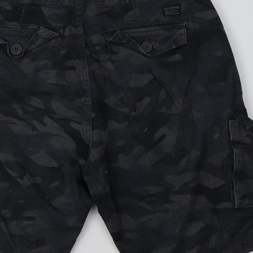 Firetrap Mens Grey Camouflage Cotton Cargo Shorts Size M L12 in Regular
