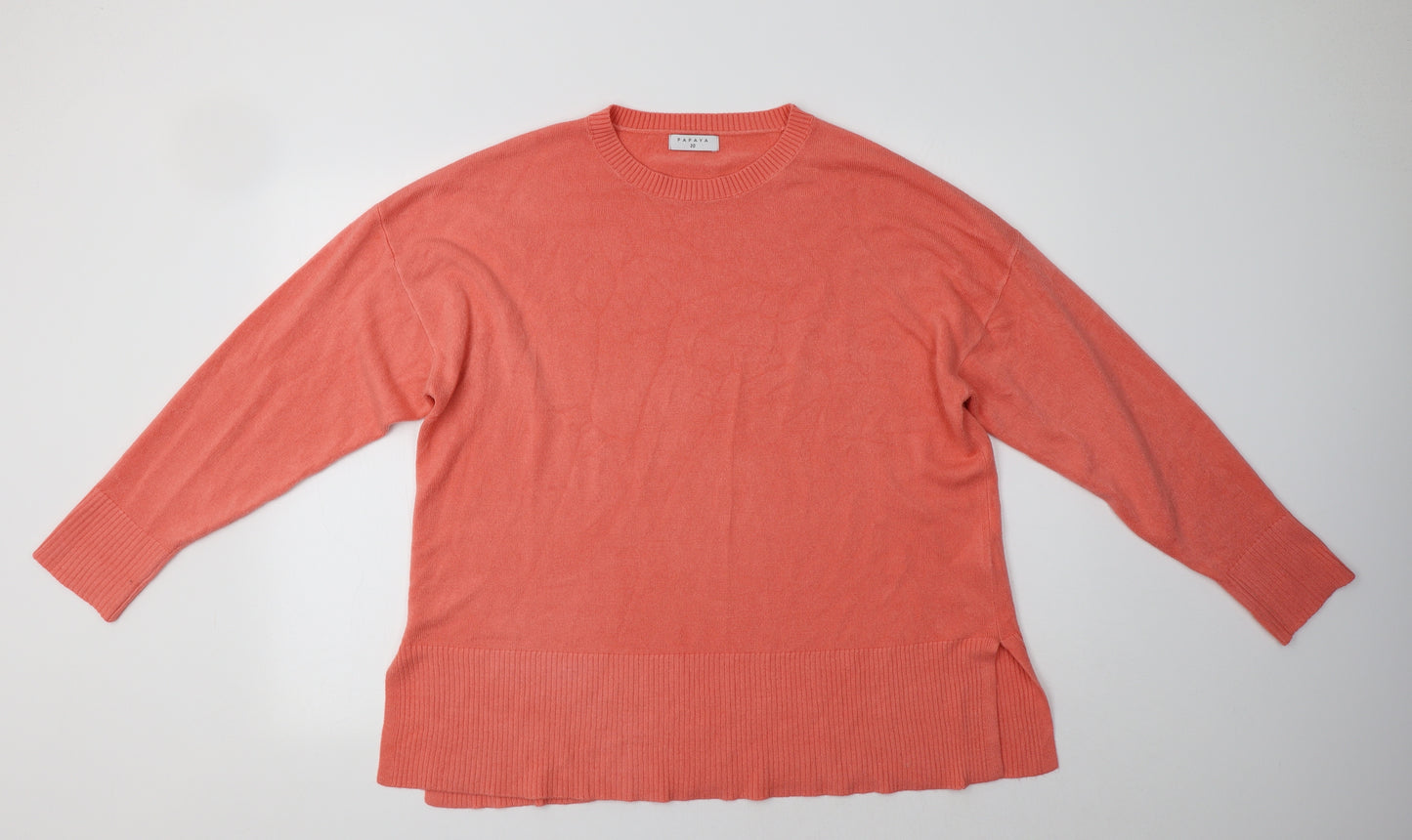 Papaya Womens Pink Crew Neck  Acrylic Pullover Jumper Size 20