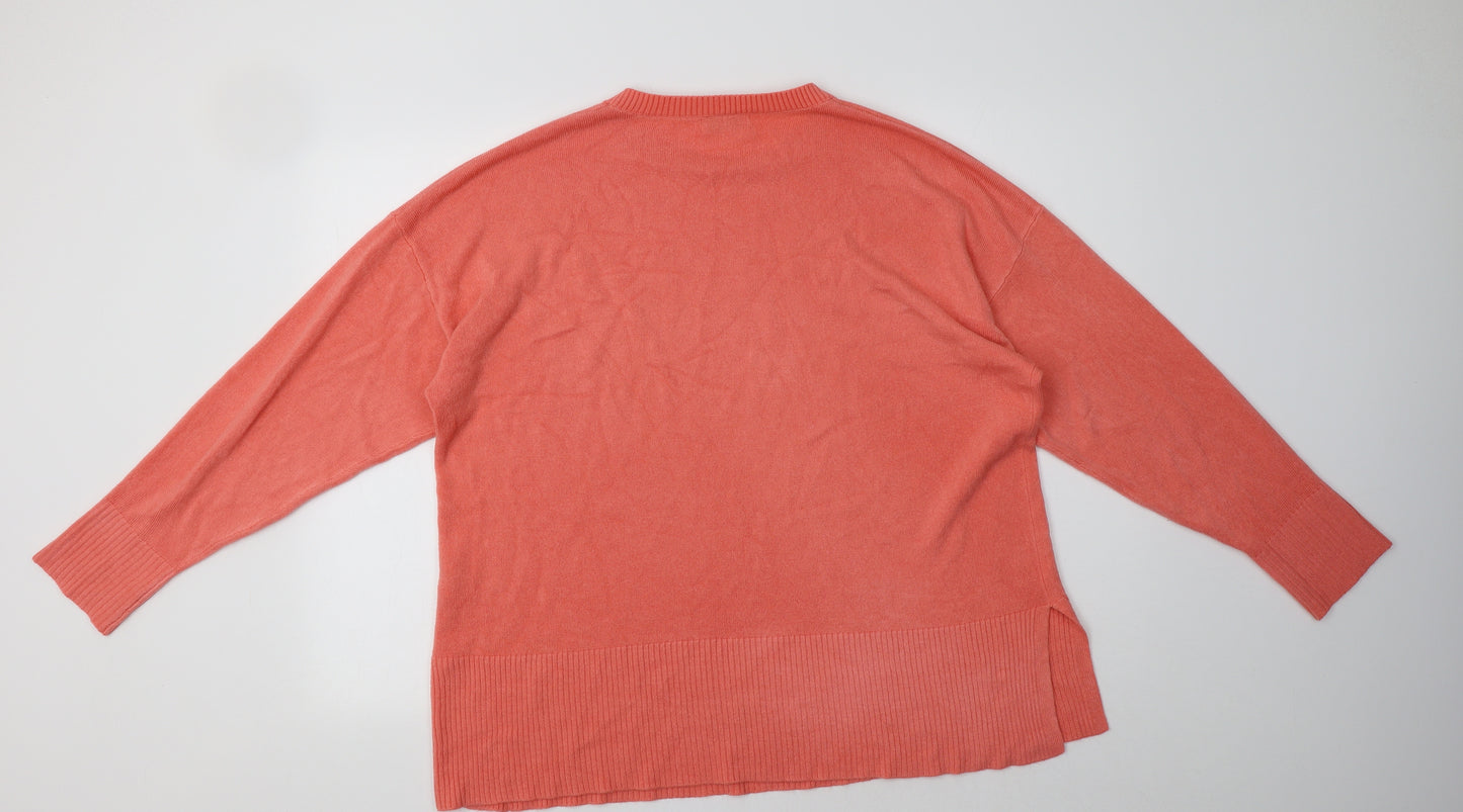 Papaya Womens Pink Crew Neck  Acrylic Pullover Jumper Size 20