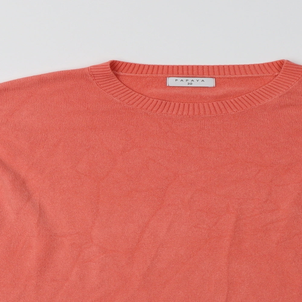 Papaya Womens Pink Crew Neck  Acrylic Pullover Jumper Size 20