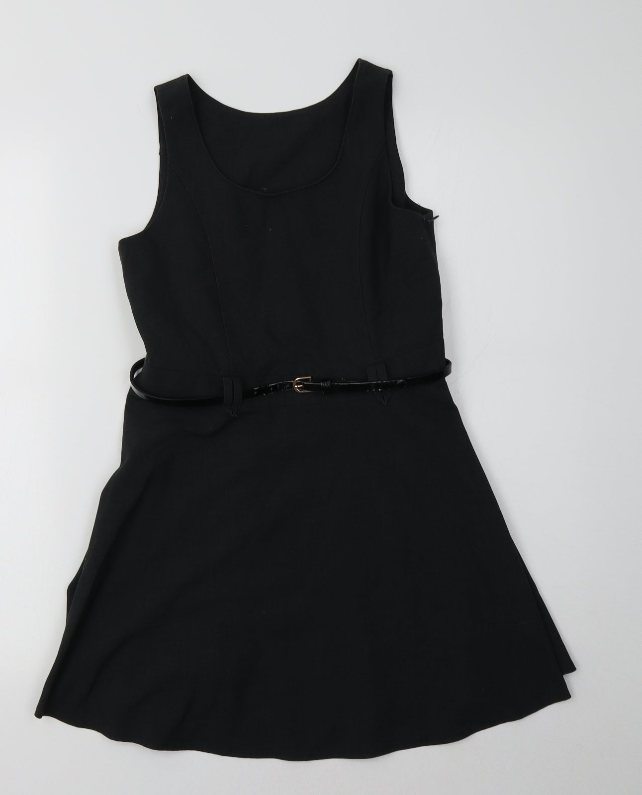 F&F Girls Grey  Polyester Pinafore/Dungaree Dress  Size 9-10 Years Round Neck  - School Wear